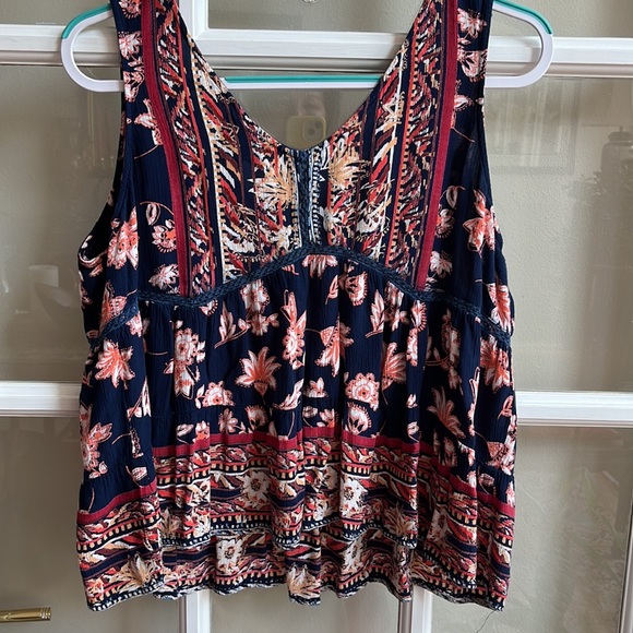 Angie sleeveless blue/red/orange and white top Size M - Picture 4 of 4